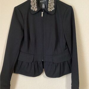 INC (Macy’s) Black Peplum Embellished/Beaded Black Jacket Women’s Small